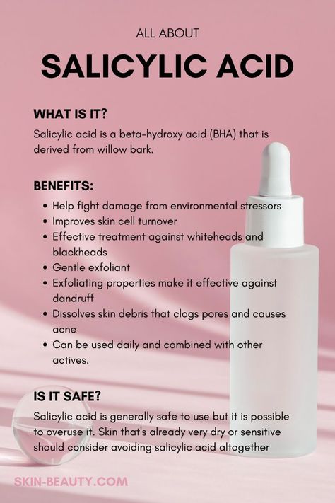 #affiliate How Does Salicylic Acid Benefit Your Skin? | Skin facts, Skin advice, Basic skin care routine Skincare Facts, Skin Facts, Skin Advice, Skin Care Guide, Skin Aesthetics, Skincare Quotes, Basic Skin Care Routine, Healthy Skin Tips, Body Skin Care Routine