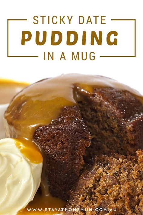 Pudding In A Mug, Microwave Mug Recipes, Dessert In A Mug, Sticky Date, Hot Desserts, Sticky Date Pudding, Date Pudding, Stay At Home Mum, Toffee Pudding