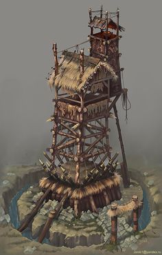 watchtower Props Concept, The Bad Guys, Medieval Houses, By Any Means Necessary, Fantasy Castle, Fantasy Places, Game Concept Art, Bad Guys, Watch Tower