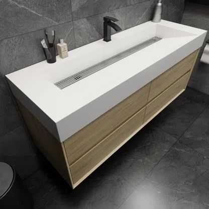 Better Vanity | Wayfair Modern Bathtub, Small Bathroom Vanities, Floating Bathroom Vanity, Double Black, Double Sink Vanity, White Vanity Bathroom, Double Bathroom, Small Bath, Floating Vanity