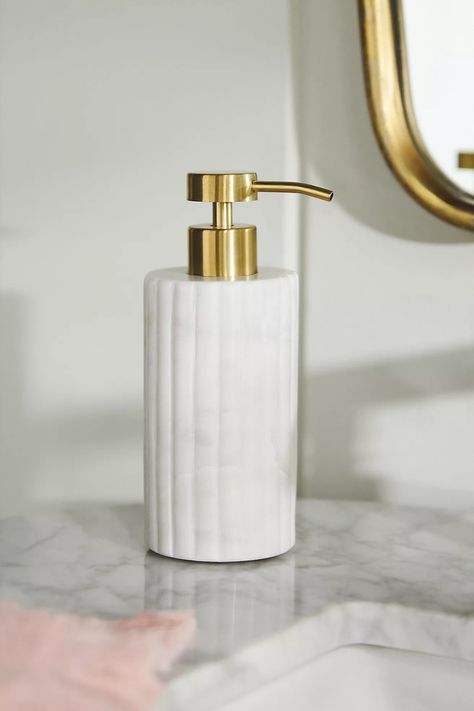 Malou Stone Bath Soap Pump | Anthropologie White Soap, Stone Bath, Bathroom Design Inspiration, Bathroom Design Decor, Bathroom Inspiration Decor, Bathroom Soap Dispenser, Soap Pump, Main Bathroom, Bath Soap