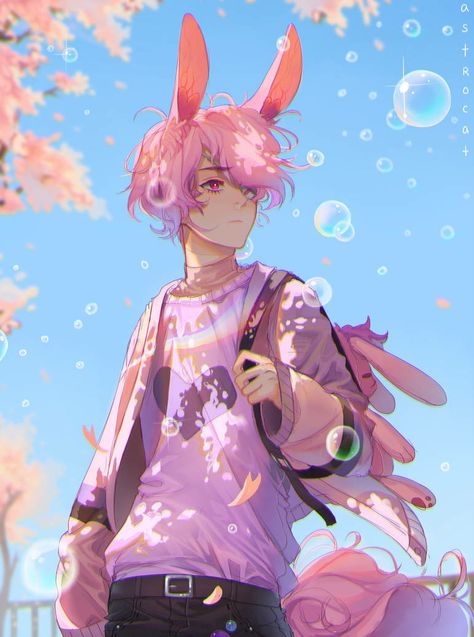 Bunny Boy, Bunny Ears, Pink Hair, Anime Character, I Hope, Hair, Anime, Pink