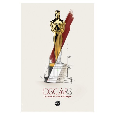 Award Poster, Winter Entertaining, Oscar Award, Creative Advertising Design, Film Buff, Hollywood Party, Red Foil, Keys Art, The Oscars