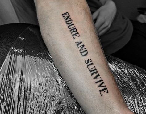 101 Best Endure And Survive Tattoo Ideas That Will Blow Your Mind! Endure And Survive Tattoo, Endurance Tattoo, Survive Tattoo, Endure And Survive, Word Tattoos, Blow Your Mind, Tattoo Ideas, Tattoos, Quick Saves