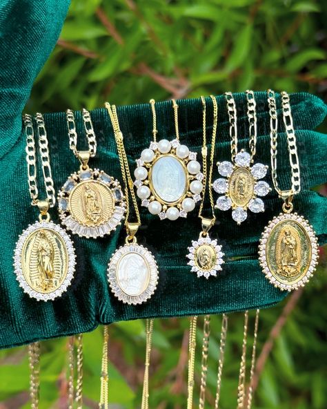 Check all our gold plated virgen necklaces ✨ prices from $14-$25 #virgen #virgencita #virgenjewelry #virginjewelry April 29, Gold Plate, Plating, Necklaces, Gold, On Instagram, Instagram