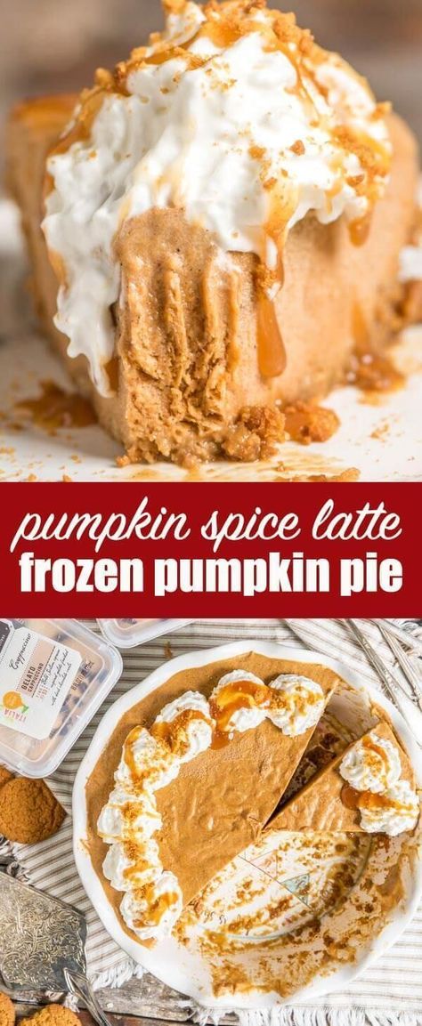 Looking for an alternative to traditional pumpkin pie? Try this frozen pumpkin pie made with cappuccino gelato sitting inside a gingersnap crust. Frozen Pumpkin Dessert, Pumpkin Pie No Bake, Pie No Bake, Frozen Pumpkin Pie, Healthy Pumpkin Dessert, Traditional Pumpkin Pie, Healthy Baking Desserts, Weight Watcher Desserts, No Bake Pumpkin