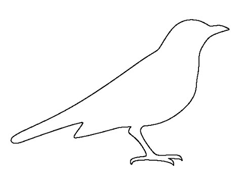 Blackbird pattern. Use the printable outline for crafts, creating stencils, scrapbooking, and more. Free PDF template to download and print at http://patternuniverse.com/download/blackbird-pattern/ Blackbird Outline Tattoo, Bird Stencils Printables Free, Crow Template, Bird Template Printable Free Pattern, Blackbird Drawing, Printable Outline, Coloring Crafts, Bird Outline, Bird Template