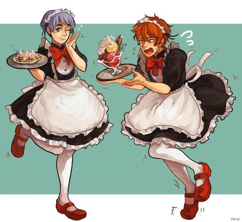 Free! || MomoTori Clumsy Drawing Pose, Clumsy Pose, Maid Pose, Pose Drawing Reference, Momotarou Mikoshiba, Maid Outfit Anime, Custom Puppets, Poses Drawing, Woman Sketch