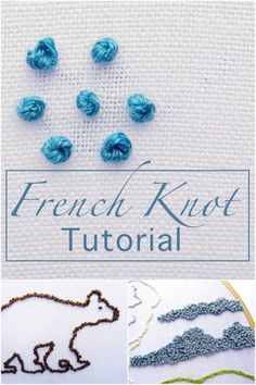 French Knot Tutorial, Knots Embroidery, Crewel Embroidery Tutorial, Knot Embroidery, Knot Tutorial, French Knot Stitch, Ribbon Embroidery Kit, Embroidery Stitches Beginner, French Knot Embroidery