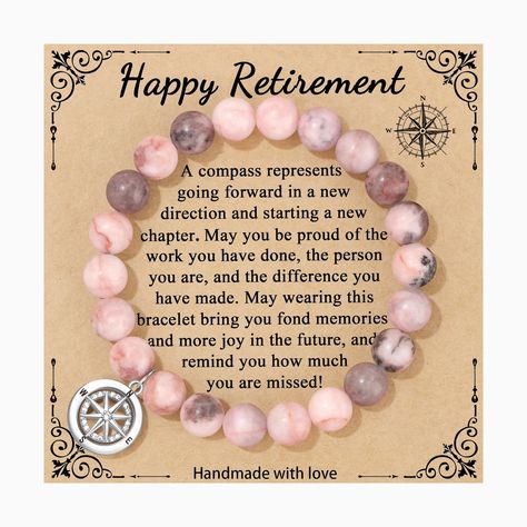 PRICES MAY VARY. 🎁 【Retirement Gift for Woman】 Retirement is not the end of the road. It is the beginning of the open highway! It's a time to enjoy life, pursue your passion and reinvent yourself. Send this retirement gift to coworker, boss, friends, family, teachers, nurses, mom, grandma, retirees to celebrate the big retirement milestone. Retire from work, but not from life. 🎁 【Farewell Goodbye Gifts for Coworkers】 A compass represents going forward in a new direction and starting a new chap Pink Retirement Party Ideas, Retirement Gifts For Women Coworker, Boss Friends, Goodbye Gifts For Coworkers, Woman Teacher, Coworker Leaving, Teacher Retirement Gifts, Goodbye Gifts, Compass Bracelet