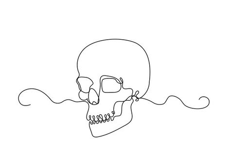 Simple Skull Tattoo, Hairstyles Shag, Skull Drawing Tattoo, Straight Layers, Doodle Wall, Simple Skull, Drawing Skull, Skulls Drawing, Single Line Drawing