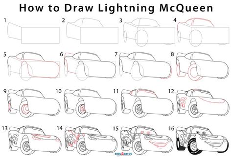 How to Draw Lightning McQueen (Step by Step Pictures) | Cool2bKids Cars Drawing Easy, Cars Animated, Lightning Mcqueen Drawing, How To Draw Lightning, Olaf Drawing, Car Drawing Easy, Bridge Drawing, Count Olaf, Cute Comic