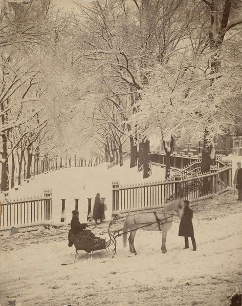 3. Winter by the Common, circa 1875, when horse-drawn sleighs apparently took to the streets of Boston. Old Boston, Boston History, Boston Common, Boston Strong, Horse Drawn, Sleigh Ride, Snow Scenes, Winter Wonder, Winter Art