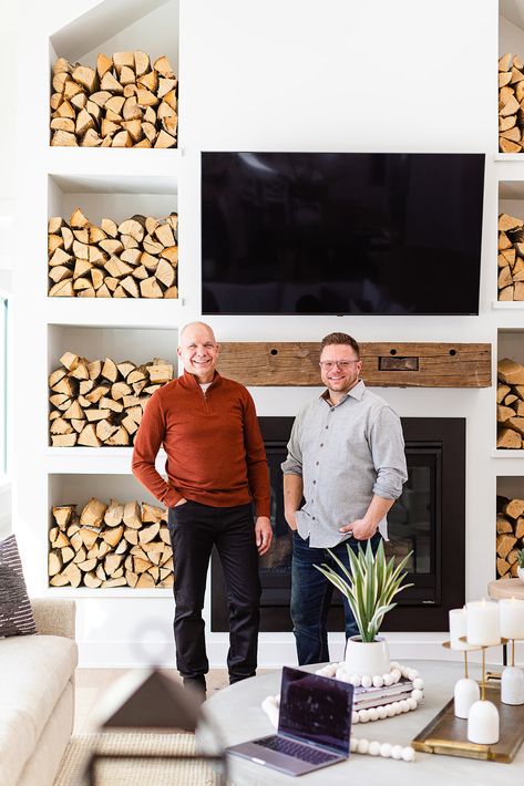 Go to the link to read blog. You may have noticed in our 2021 Spring and Fall model homes that we have created a built-in firewood storage to stack wood by the fireplaces. We love this look because it brings in a natural element, which really goes with any style of home. Our Spring model was a modern farm house and it was a MUST to bring in the much needed rustic element. Style & Structure is a custom home builder and renovator in MN and WI. Wood Burning Fireplace Decor Ideas, Wood Stacked Next To Fireplace, Wood Burning Fireplace With Wood Storage, Vertical Log Storage Living Room, Modern Fireplace With Wood Storage, Living Room Firewood Storage, Fireplace Built In Wood Storage, Real Wood Fireplace Ideas, Wood Burning Stove In Fireplace