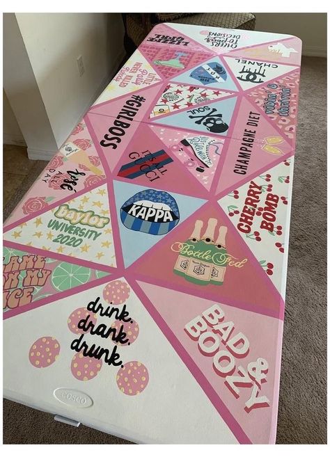 Pong Table Painted, Beer Pong Table Diy, Diy Beer Pong, Diy Beer Pong Table, Custom Beer Pong Tables, Beer Pong Table Designs, Beer Table, Fun Drinking Games, Drinking Games For Parties