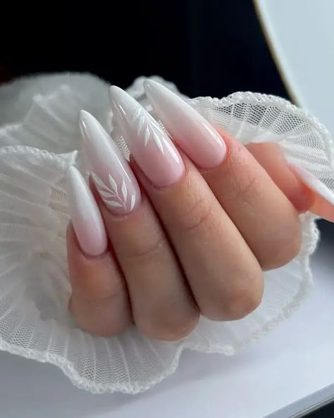 60  Stunning Pink To White Ombre Nail Ideas (2024) - DrExplains White Design On Nails, Ombre Nails Designs Ideas, Almond Ombre Acrylic Nails, Ombre Nails Almond Shape, Nail Ideas Summer 2024, Ombre White Nails, Umbre Nails, Ombre Nail Ideas, White Ombre Nails