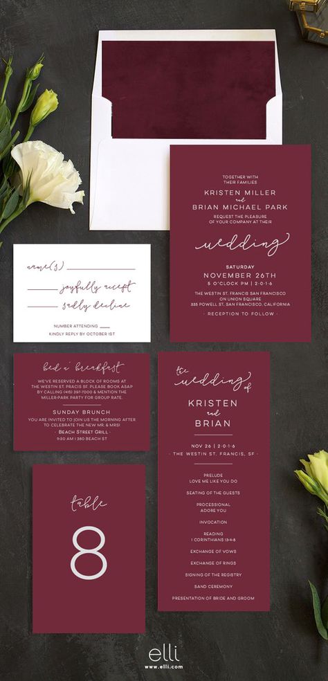 Burgundy Invitations Wedding, Burgundy Wedding Invites, Cabernet Wedding Invitations, Wedding Invitations Burgundy, Maroon Wedding Invitations, Burgundy Wedding Stationery, Wedding Invite Burgundy, Burgundy Theme Wedding Invitation, Wedding Invitation Cards Burgundy