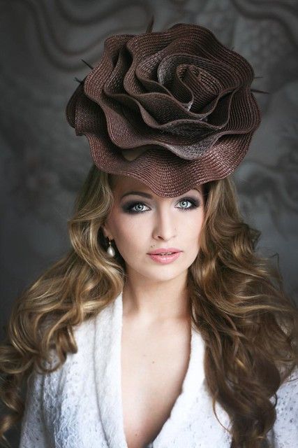 Wedding and evening hats by Anna Mikhaylova | A hat is not l… | Flickr Queen Of Roses, Couture Hair Accessories, Evening Hat, Unusual Hats, Fascinator Hats Diy, Happy Hat, Brown Hat, Couture Hats, Ascot Hats