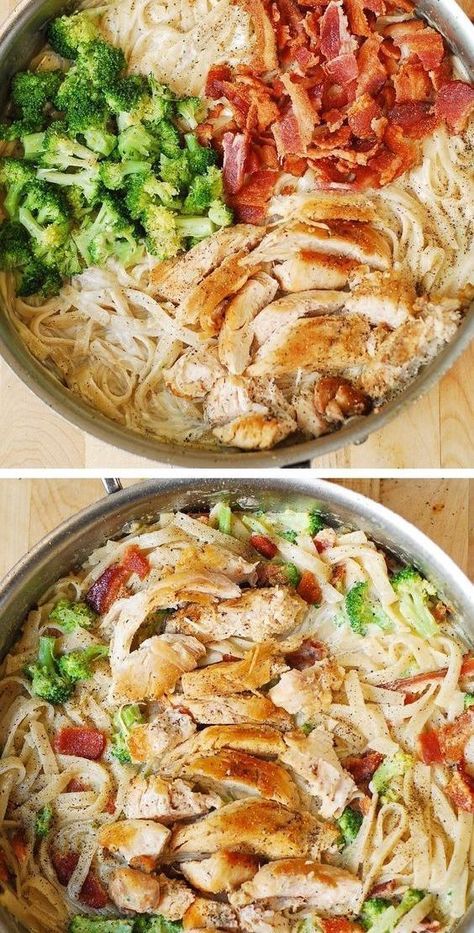 Easy Chicken Broccoli Pasta, Pasta With Bacon, Chicken Broccoli Pasta, Creamy Alfredo Sauce, Creamy Chicken Pasta, Bacon Pasta, Broccoli Pasta, Cajun Chicken, Chicken Alfredo