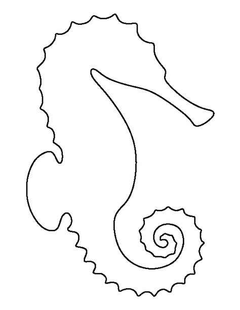 Sea horse pattern. Use the printable outline for crafts, creating stencils, scrapbooking, and more. Free PDF template to download and print at http://patternuniverse.com/download/seahorse-pattern/ Printable Outline, Horse Template, Seahorse Pattern, 3d Templates, Animals Sea, Animal Templates, Horse Pattern, Stencil Patterns, Sea Horse