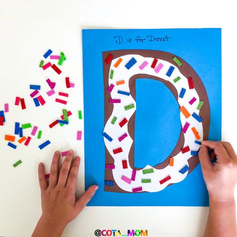 Fun craft to practice the letter “D” Letter D Preschool Craft, D Is For Donut, Letter C Crafts, Letter D Crafts, Preschool Letter Crafts, Prek Crafts, Alphabet Crafts Preschool, October Crafts, K Crafts