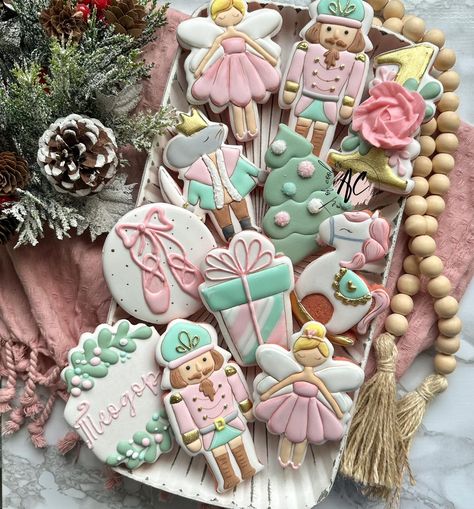 Pink Nutcracker Cookies, Nutcracker Dessert Table, The Nutcracker Themed Party, Nutcracker Birthday Theme, Nutcracker Ballerina Birthday Party, Nutcracker Smash Cake, Nutcracker Christmas Cookies, Nutcracker Gender Reveal Ideas, Nutcracker Balloon Arch