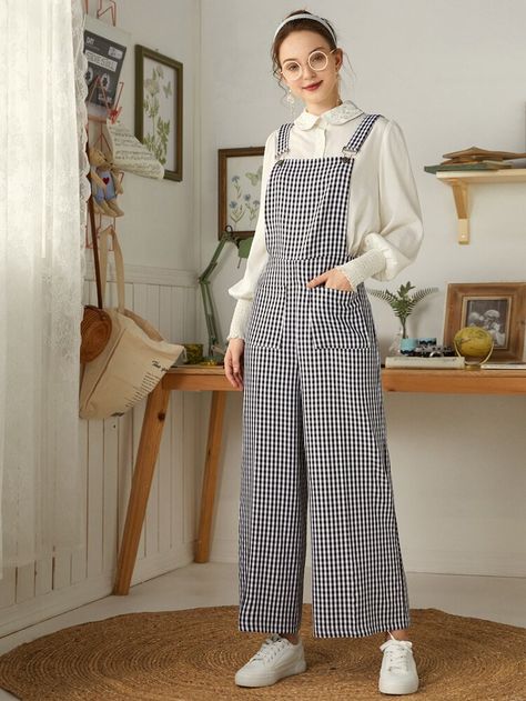 Muslim Fashion Outfits, Muslim Fashion, Jumpsuits For Women, Gingham, Two Piece Pant Set, Overalls, Wide Leg, Jumpsuit, Fashion Outfits