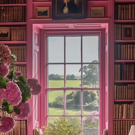 JEN CONNELL | Interiors & Lifestyle on Instagram: "Pretty in pink library 🩷  Do you have any good book suggestions? 📖  #interiordesign #pinkpinkpink #pinkaesthetic #ai #aiart" Pink Library, Cottagecore Pink, French Castle, Pink Rooms, Passenger Princess, French Castles, Pink Palette, Book Suggestions, Pink Interior