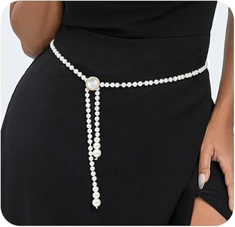 Amazon.com: Wriidy Pearl Belt White Waist Chain Adjustable Dresses Plus Size Women Belly Jewelry Accessories for Girls (Classic, 55 inches) : Clothing, Shoes & Jewelry Accessories For Dress, Belly Belt, Pearl Belt, Adjustable Dress, Body Accessories, Plus Size Belts, Belly Jewelry, Branded Belts, Belt Design