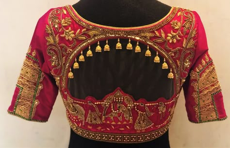 Doli Blouse | Blouses Shadi Blouse Design, Doli Blouse Bridal, Blause Desine For Bride, Doli Blouse Designs, Red Blouse Back Design, Hand Work Blouse Doli Design, Bridal Doli Blouse Designs, Traditional Blouse Work Designs, Navari Saree Blouse Designs Latest