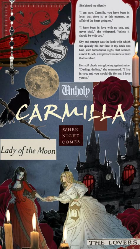 Carmilla Carmine And Zestial, Lesbian Art Reference Base, Carmilla Hazbin Hotel Wallpaper, Carmilla And Laura Book, Carmilla The Vampire, Carmilla Vampire Aesthetic, Carmilla Vampire Art, Carmilla Carmine Wallpaper, Carmilla Book Aesthetic