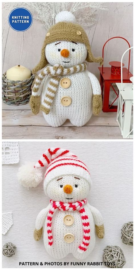 Knitted Snowman, Christmas Toy Knitting Patterns, Home Decor Patterns, Christmas Knitting Projects, Knit Christmas Ornaments, Knitted Christmas Decorations, Christmas Knitting Patterns Free, Knitted Doll Patterns, Knitted Toys Free Patterns