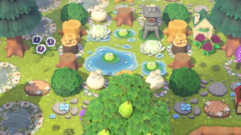 This is a frog pond made inside a fariy circle in animal crossing new Horizons using the new Kerokerokeroppi sanrio set😊🐸🧡 Animal Crossing Kerokerokeroppi, Frog Pond Acnh, Acnh Kerokerokeroppi Bridge, Acnh Kerokerokeroppi, Acnh Frog Island, Animal Crossing Frog, Forest Acnh, Animal Crossing Sanrio, Acnh Sanrio