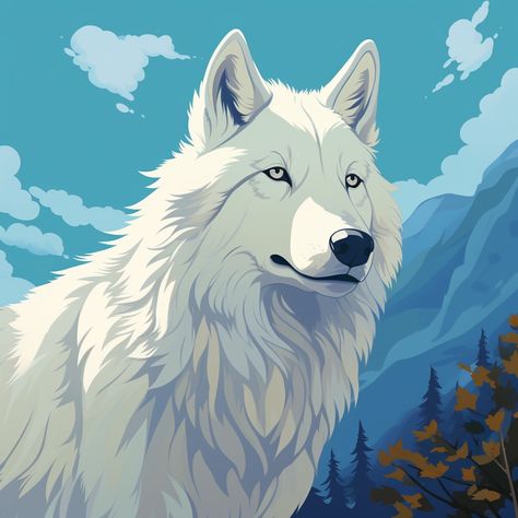 White Wolf Illustration, White Wolf Anime, White Wolf Art, Wolf Anime, Wolf's Rain, Wild Shape, Canine Drawing, Wolf Illustration, Werewolf Art