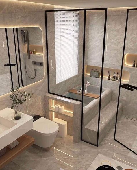 Small Space Bathroom Design, Bathroom Design Styles, Small Bathroom Interior, Modern Bathroom Remodel, Interior Design Your Home, Bathroom Decor Luxury, Washroom Design, Bathroom Design Decor, Bathroom Remodel Designs