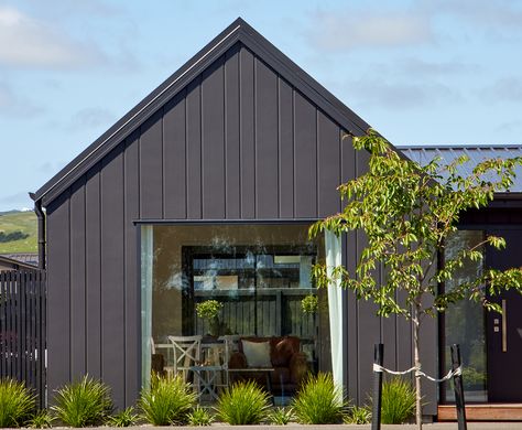 theme’. Oblique Cladding, James Hardie Cladding, Shiplap Boards, Modern Family Home, Recycled Brick, James Hardie, Concrete Houses, Contemporary Vintage, Prefabricated Houses