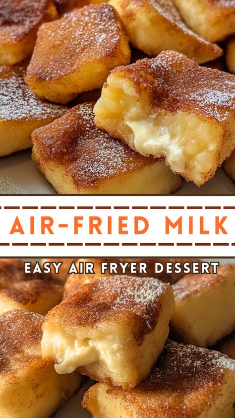 Easy Side Dish Recipes: Air-fried Milk | Easy Air Fryer Dessert Air Fryer Candy Recipes, Dessert In The Air Fryer, Desert Airfryer Recipes, Air Fryer Unique Recipes, Easy Dessert Air Fryer Recipes, Quick And Easy Air Fryer Desserts, Best Air Fryer Dessert Recipes, Simple Air Fryer Desserts, Easy Desserts Air Fryer