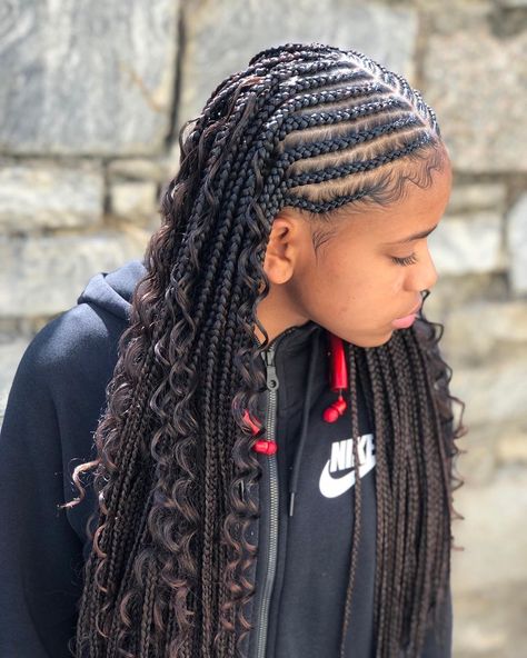 Goddess Braids Hair Extensions, Geometric Goddess Braids, Corn Row Box Braids Black Women, Goddess Scalp Braids, Corn Row Goddess Braids, Godess Cornrows Braids, Skunk Goddess Braids, Braids For Teenage Girls Hair Black, Corn Row Braids Black Women Cornrows Hairstyles