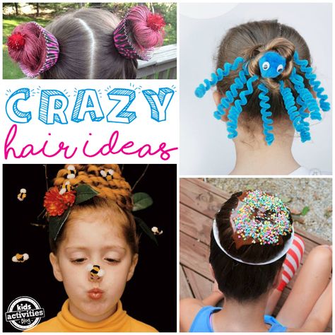 Silly, Wacky, And Fun Crazy Hair Day Ideas For School Unicorn Crazy Hair Day, Short Girl Hair, Crazy Hair Ideas, Easy Crazy Hairstyles, Crazy Hair Day Ideas, Crazy Hairstyles, Cool Haircuts For Girls, Kids Haircuts, Halloween Hairstyles