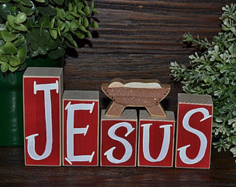 Christian Christmas Decor, Jesus Christmas Decorations, Diy Christmas Photoshoot, Christian Christmas Decorations, Church Christmas Decorations, Christmas Blocks, Wooden Christmas Decorations, Christmas Church, Craft Foam