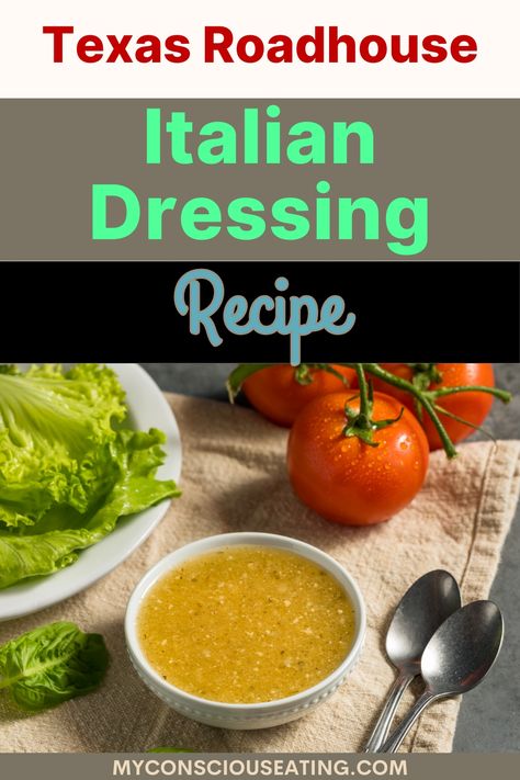 Italian dressing with a sprinkle of herbs Texas Roadhouse Italian Dressing Recipe, Texas Roadhouse Italian Dressing, Roadhouse Recipes, Italian Dressing Recipe, Italian Dressing Recipes, Grilled Portobello, Salad Dressing Recipes Homemade, Texas Roadhouse, Dressing Recipes