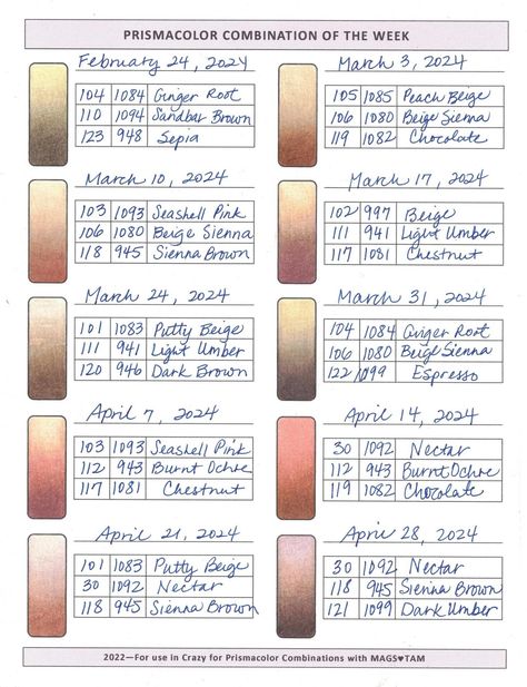 Prismacolor Combinations Color Combos, Prismacolor Color Combinations Chart, Prismacolor Combinations, Prismacolor Combos, Coloring Painting, Blending Colored Pencils, Color Shading, Copic Pens, Color Catalog