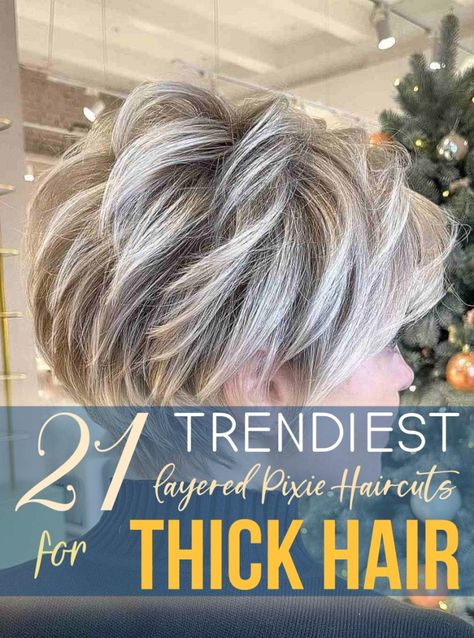 Layered thick hair is a beautiful attribute. However, the truth is that long, thick hair can be tricky to style and maintain. That is why we got you a perfect solution: layered pixie cuts for thick hair that suit your face shape and complexion! Short Choppy Haircuts For Thick Hair, Back Of Haircut, Haircuts For Thick Coarse Hair, Short Flippy Hairstyles, Shorter Layered Haircuts, Pixie Haircuts For Thick Hair, Layered Pixie Haircuts, Short Layered Bob, Layered Thick Hair