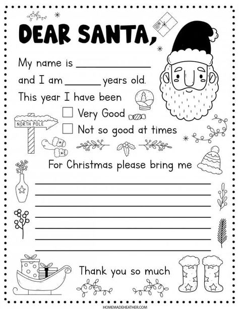 Christmas Homeschool Activities Free Printable, Diy Letter To Santa, Toddler Letter To Santa, Christmas Letter Worksheets, Kids Letter To Santa Printable, Santa Letter Printable Template, Blank Christmas Card Template, Christmas Activity Printables Free, Letters From Santa Printable Free Kids