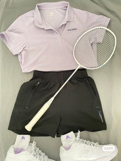 Badminton Outfit Aesthetic, Badminton Outfit Women Aesthetic, Badminton Outfit Women Shorts, Badminton Aesthetic Outfit, Badminton Girls Outfit, Ootd Badminton, Badminton Fashion, Badminton Attire, Outfit Badminton