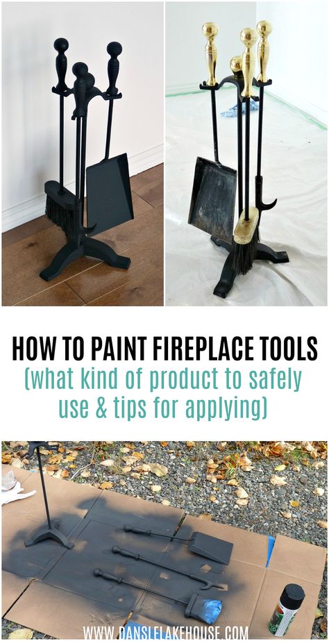 How to Paint Fireplace Tools | Give a Fire Poker Set a New Look with Paint. Click through to learn which is the BEST product if you want to spray paint fireplace tools and keep them protected from heat. How to paint fireplace tools so they withstand HEAT! Great way to save money and use what you have. Upcycle fire poker ideas and upcycled fire poker set. #fireplacetools #spraypainting How To Paint Fireplace, Poker Ideas, Fire Poker Set, Sustainable Fashion Quotes, Bohemian Studio, Sunburst Art, Fire Poker, Thrifted Home, Fire Pokers