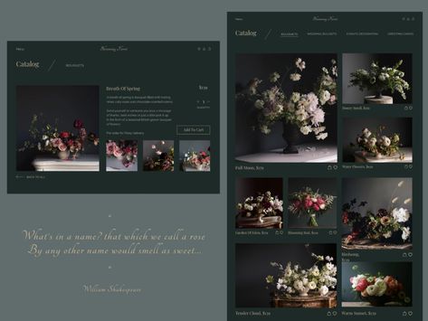 Flower Shop Mood Board, Flower Shop Website, Flower Website, Flower Portfolio, Floral Website, Florist Website, Floral Branding, Flower Branding, Flower Boutique