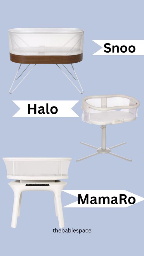 Baby Bassinet Snoo vs Halo vs MamaRoo Mamaroo Bassinet, Pregnancy Must Dos, Snoo Bassinet Tips, Mamaroo 4moms Bassinet, Best Baby Travel System, Snoo Bassinet, Pregnancy List, Halo Bassinet, Baby Care Essentials