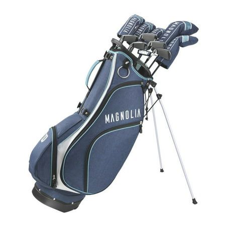 The Magnolia women's package set includes everything you need to hit the course in style. Lightweight, quality clubs are designed specifically for women and feature a unique colorway with your choice of a matching cart or carry bag and five matching head covers. Included: Driver 3 Wood 4 Hybrid 5 Hybrid 6 Hybrid 7 Iron 8 Iron 9 Iron Pitching Wedge Sand Wedge Putter Lightweight Cart Bag Head Covers Size: L.  Color: Blue. Womens Golf Clubs, Golf Club Sets, Golf Set, Personalized Golf, Golf Gloves, Weights For Women, Golf Bag, Golf Gifts, Carry Bag