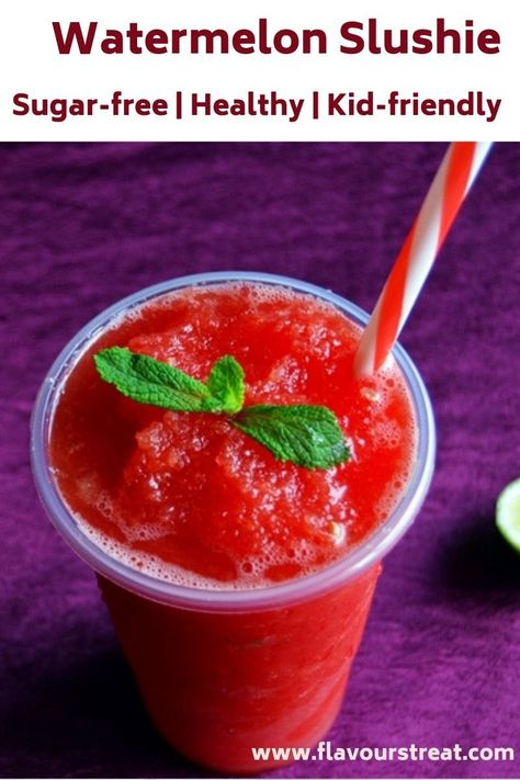 Watermelon Slushie Recipe, Watermelon Slushie, Egg And Grapefruit Diet, Yummy Summer Drinks, Fruity Recipes, Slushie Recipe, Frozen Watermelon, Kids Cooking Recipes, Beverage Recipes